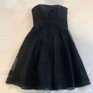 Black strapless A line dress